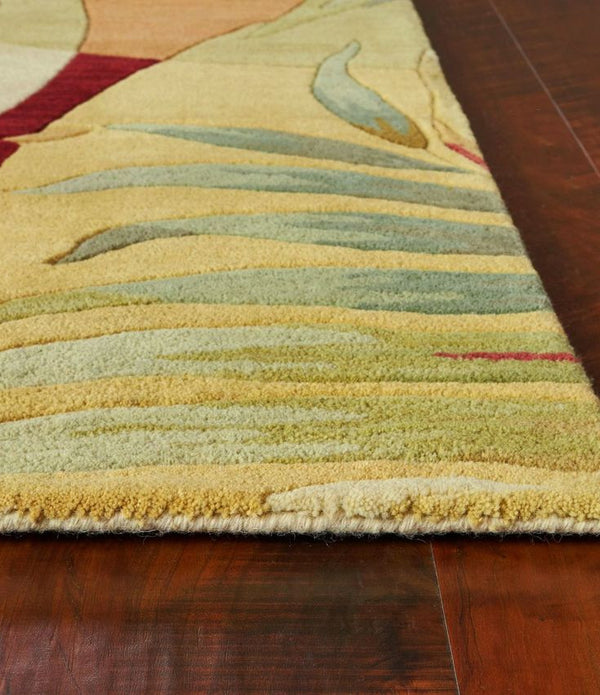 8' x 11' Wool Beige with Greenery Area Rug