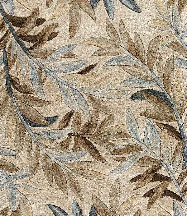 9'x12' Ivory Hand Tufted Pinnate Fronds Indoor Area Rug