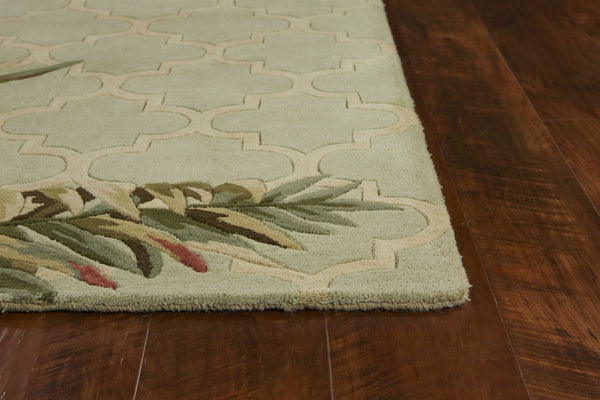 9'x12' Sage Green Hand Tufted Tropical Quatrefoil Indoor Area Rug