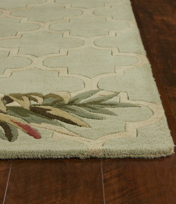 9'x12' Sage Green Hand Tufted Tropical Quatrefoil Indoor Area Rug