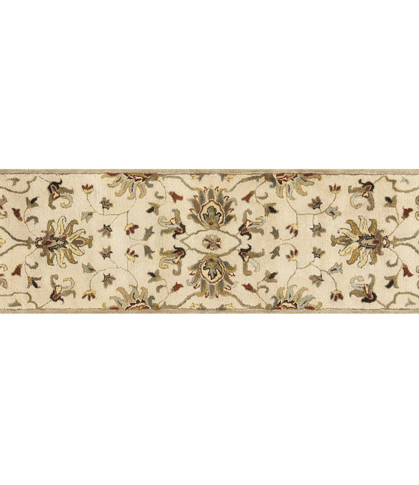 2' x 7' Champagne Floral Vine Wool Runner Rug