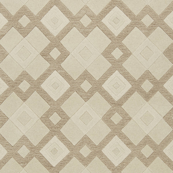 3' x 5' Ivory Geometric Diamonds Wool Area Rug