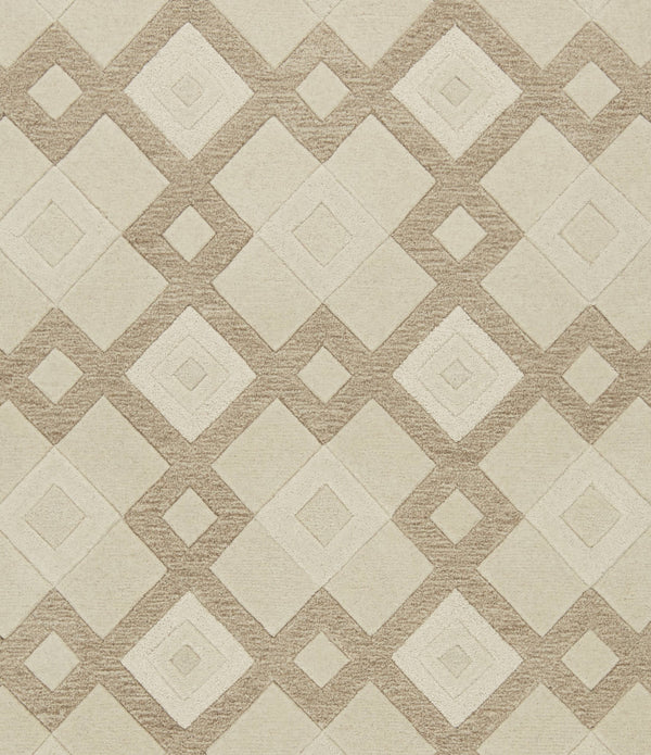 3' x 5' Ivory Geometric Diamonds Wool Area Rug