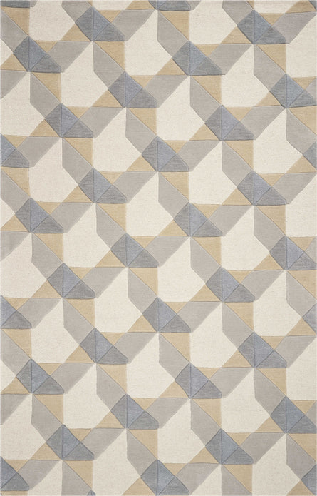 3' x 5' Ivory or Grey Geometric Wool Area Rug