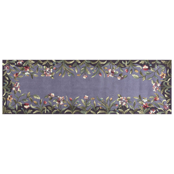 8'Lavender Hand Tufted Bordered Floral Indoor Runner Rug