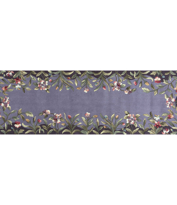 8'Lavender Hand Tufted Bordered Floral Indoor Runner Rug