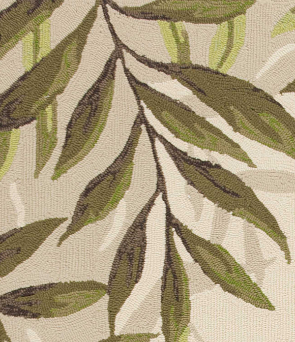 5' x 7' Sand Leaves UV Treated Indoor Outdoor Area Rug