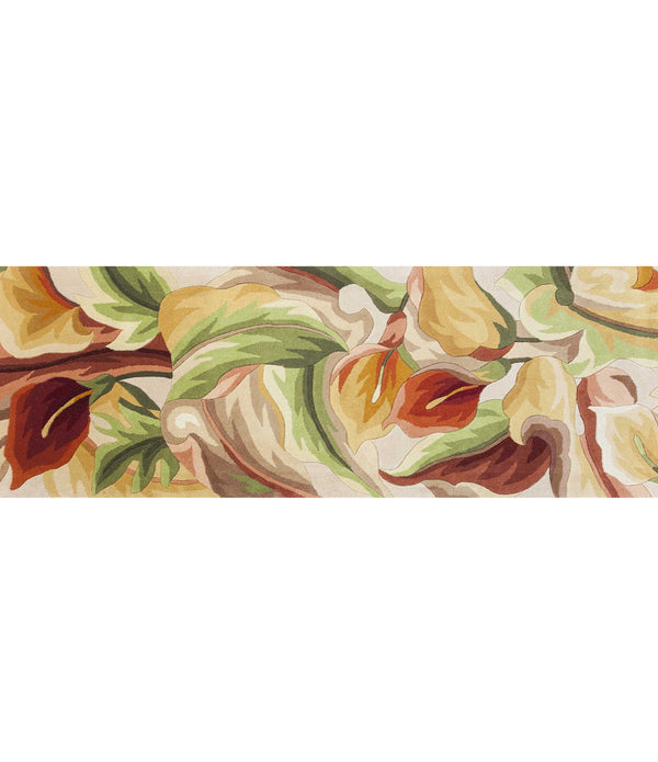 8' Ivory Hand Tufted Oversized Calla Lilies Indoor Runner Rug