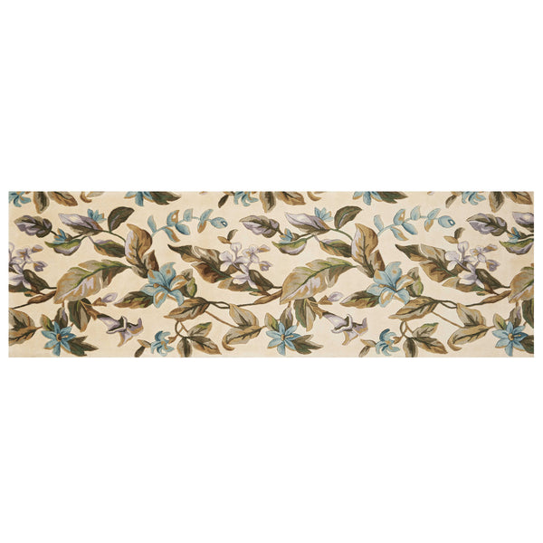 2' x 8'  Runner Wool Ivory or Teal Area Rug