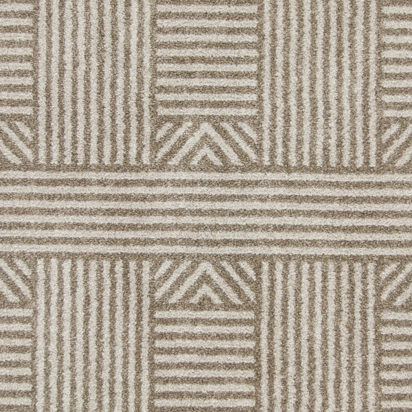 8'x11' Beige Machine Woven UV Treated Abstract Lines Indoor Outdoor Area Rug