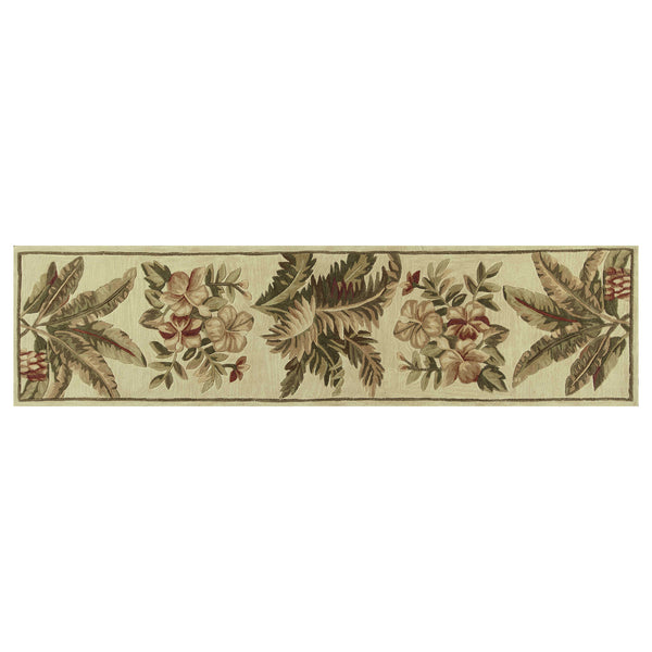 10' Ivory Hand Tufted Tropical Indoor Runner Rug