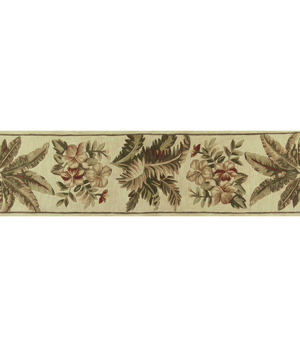 10' Ivory Hand Tufted Tropical Indoor Runner Rug