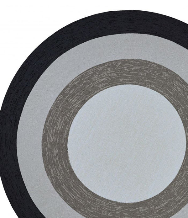 7' Charcoal Grey Hand Hooked UV Treated Bordered Round Indoor Outdoor Area Rug