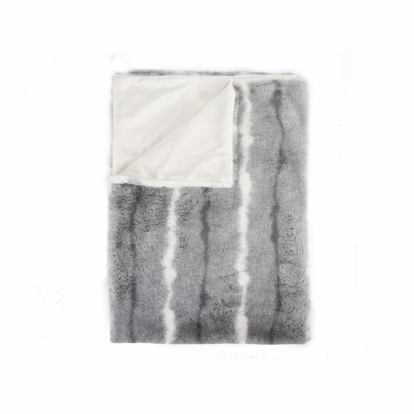 50" x 60" Dayton Grey White Black Fur   Throw