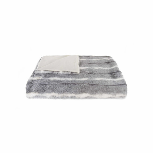 50" x 60" Dayton Grey White Black Fur   Throw