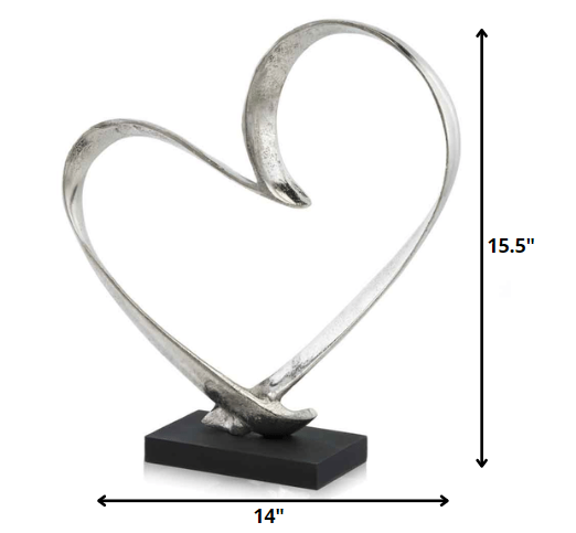 Raw Silver and Black Heart Sculpture