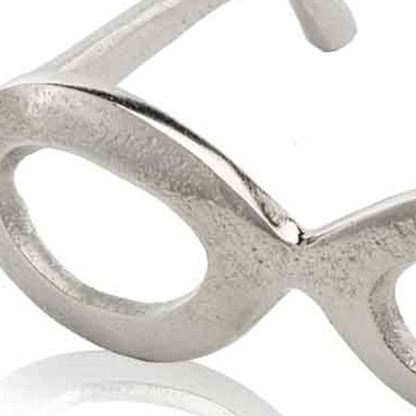 Raw Silver Textured Oval Glasses Sculpture