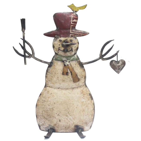 6' x 12' x 14' White Red Bronze Yellow Reclaimed Iron Snowman