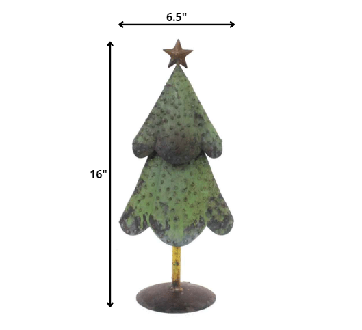 4.5' x 6.5' x 16' Green Bronze Yellow Reclaimed Iron Christmas Tree