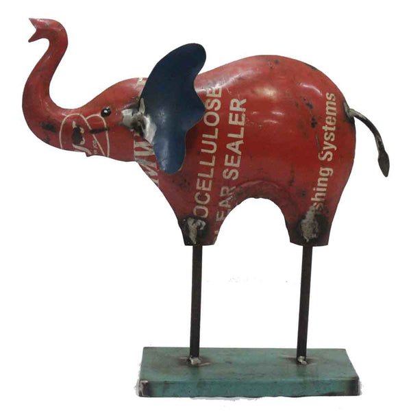 3.5' x 12' x 12' Red Green Bronze Reclaimed Iron Elephant