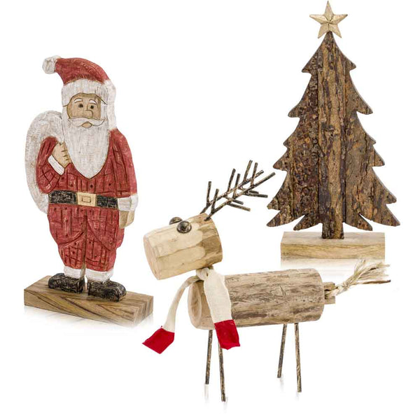 3.5' x 9' x 18' Red Black Natural Santa Sculpture