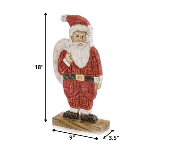 3.5' x 9' x 18' Red Black Natural Santa Sculpture