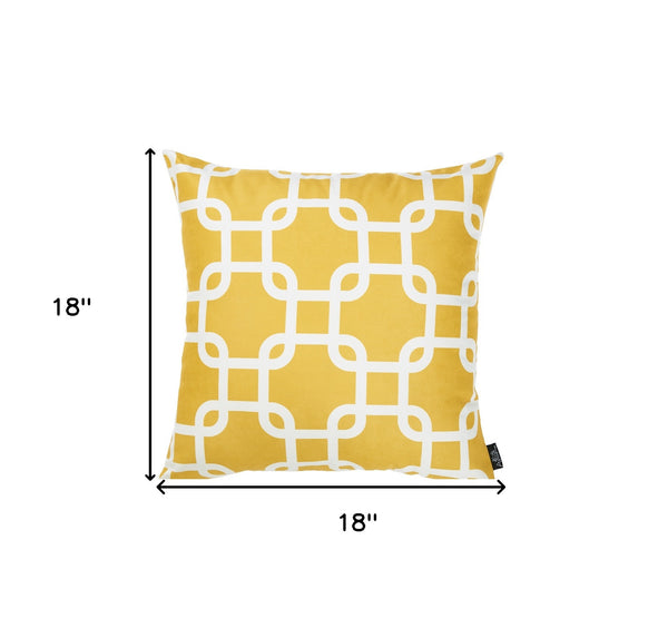 Yellow and White Lattice Decorative Throw Pillow Cover