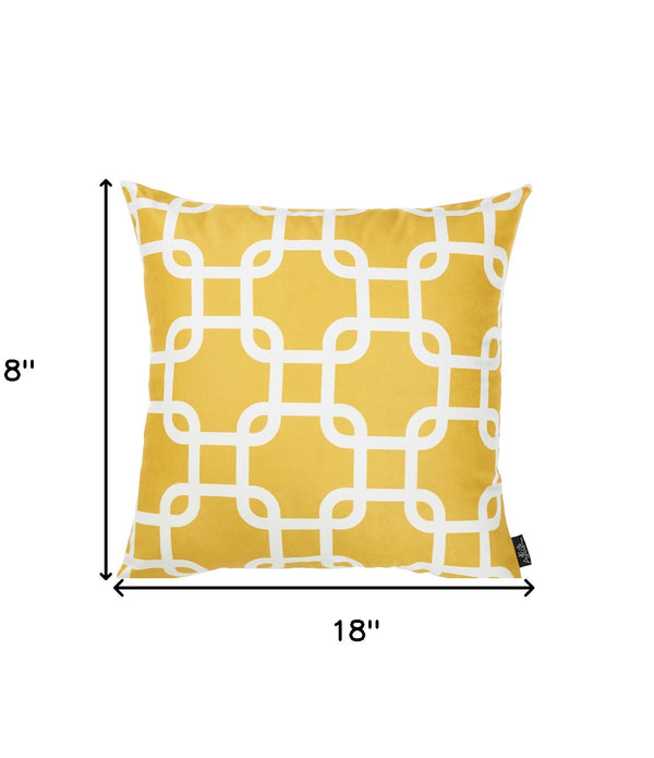 Yellow and White Lattice Decorative Throw Pillow Cover