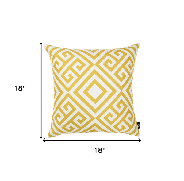 Yellow and White Printed Decorative Throw Pillow Cover