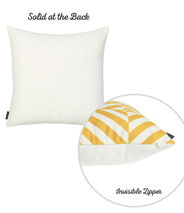 Yellow and White Geometric Squares Decorative Throw Pillow Cover