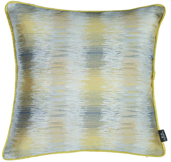 Yellow and Gray Blurred Lines Decorative Throw Pillow Cover