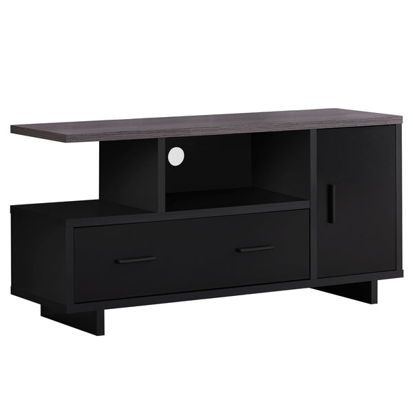 15.5" x 47.25" x 23.75" BlackGrey Top With Storage  Tv Stand