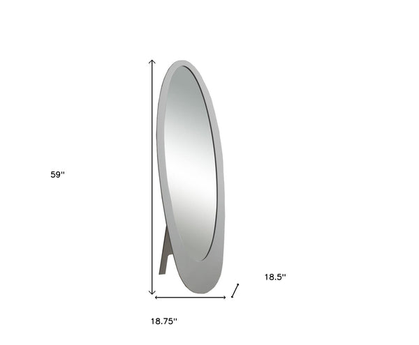 18.5" x 18.75" x 59" Grey Oval Frame  Mirror