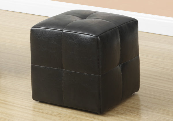 Set of 2 Kids Brown Faux Leather Ottomans