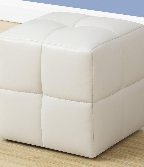 Set of 2 Kids White Leather Look  Ottomans