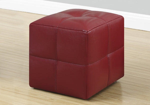 Set of 2 Kids Red Faux Leather Ottomans