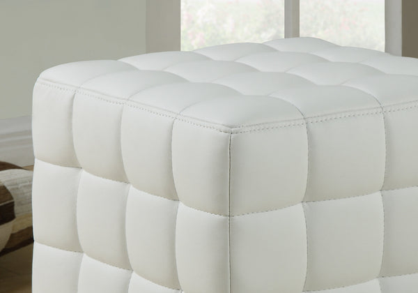 16.75" x 16.75" x 17" White Leather Look Fabric  Ottoman