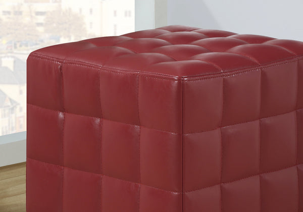 16.75" x 16.75" x 17" Red Leather Look Fabric  Ottoman