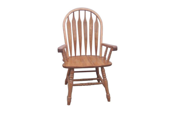 Rustic Oak Rounded Slat Back Hardwood Armchair