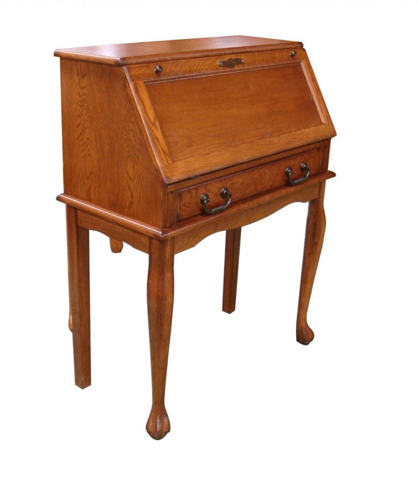 Vintage Burnished Walnut Hardwood Secretary Desk