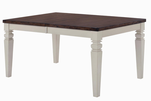 Rustic White and Brown Two Tone Hardwood Dining Table