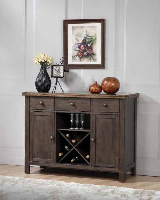 Rustic Whitewash and Black Hardwood Buffet Server