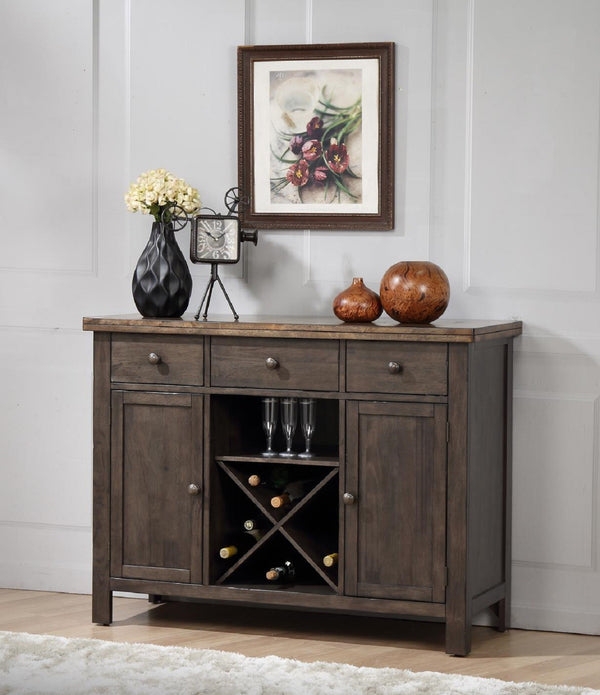 Rustic Whitewash and Black Hardwood Buffet Server