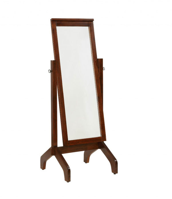 Fork Mocha Brown Wood Rectangle Standing Mirror