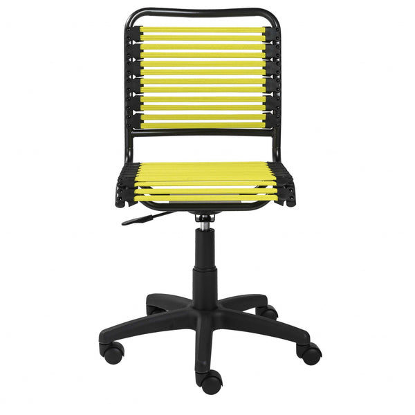 Neon Green Flat Bungie Cord Low Back Rolling Office Chair