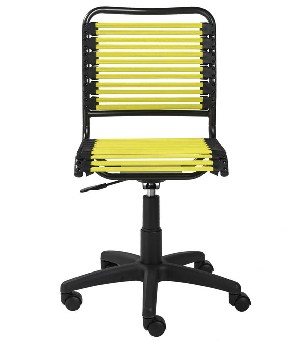 Neon Green Flat Bungie Cord Low Back Rolling Office Chair