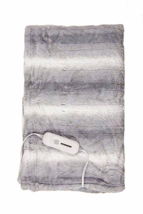 50" x 60" Grey and White Modern Contemporary Heated  Throw Blankets