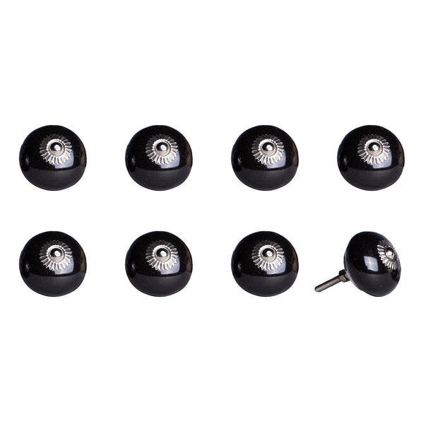 1.5" x 1.5" x 1.5" Ceramic Metal Black 8 Pack Knob