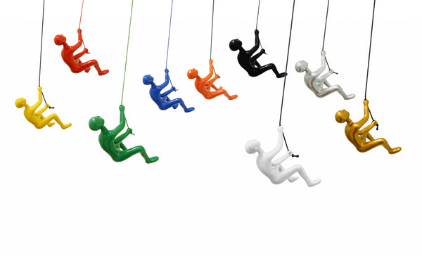 6" x 3" x 3" Resin Multicolor 9 Pack Climbing Man