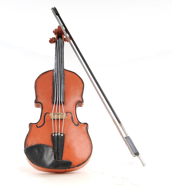 Vintage Look Orange Violin Sculpture